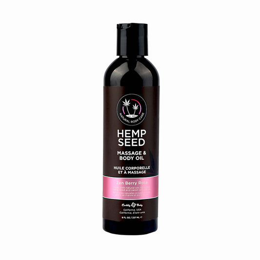 Hemp Seed Massage & Body Oil - Zen Berry Rose (Blackberry, Yellow Rose & Amber) Scented - 237 m