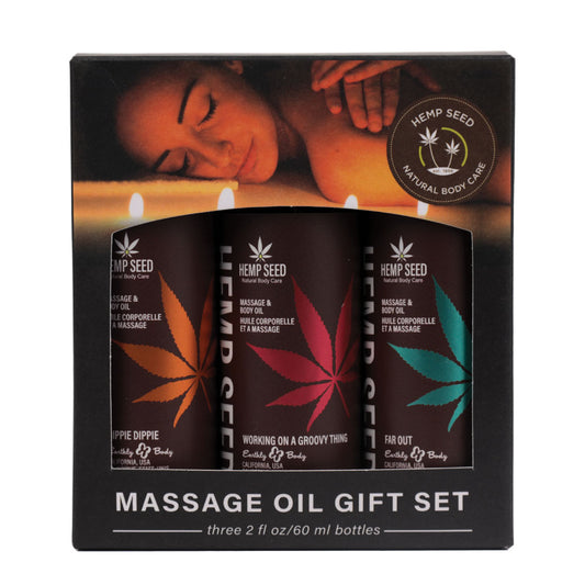 Hemp Seed Summer Massage Oil Trio Gift Set - Scented Massage Oils - 3 x 59 ml Bottles