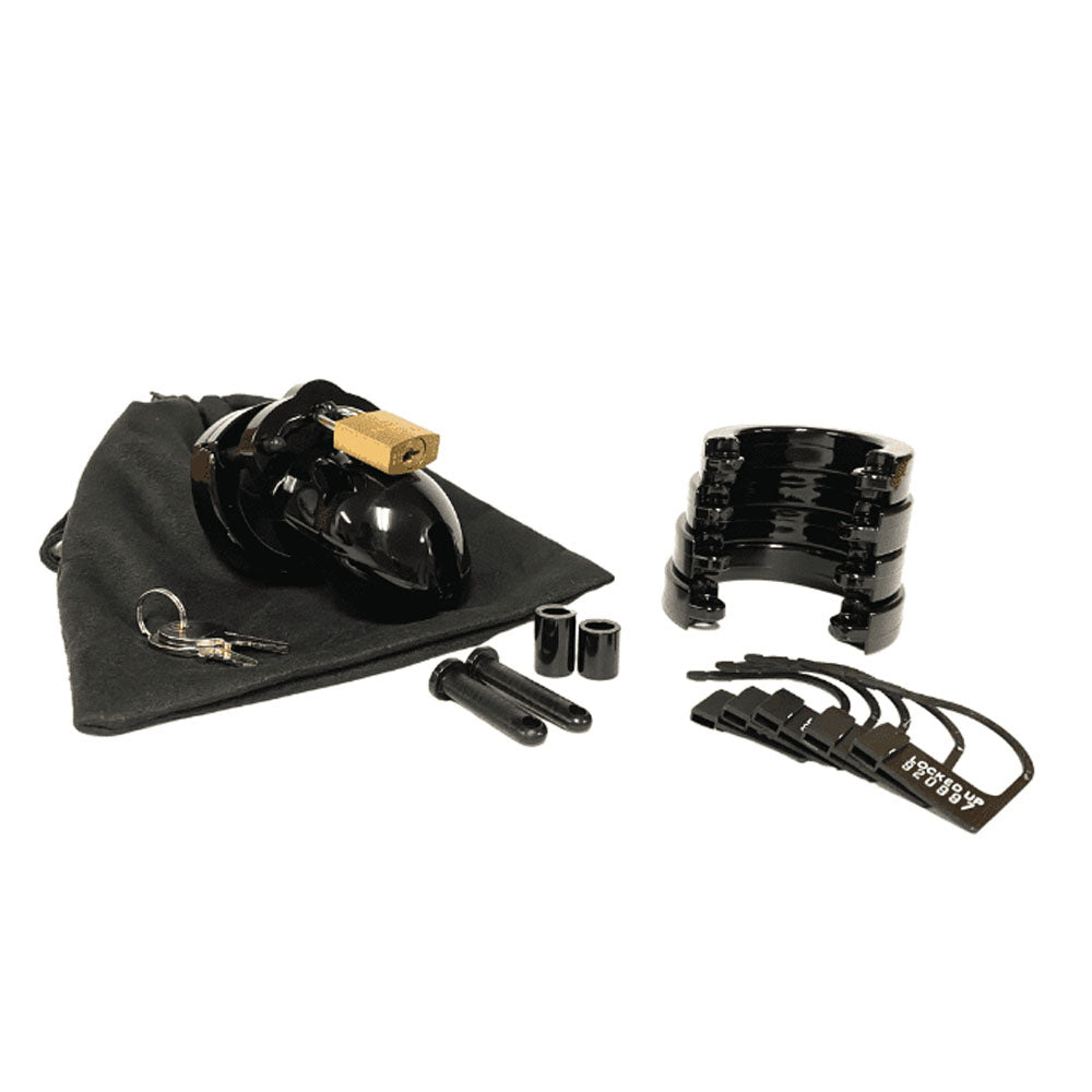 Mr. Stubb Chastity Cock Cage Kit - Black - Black 1.75 Inch Cock Cage Kit