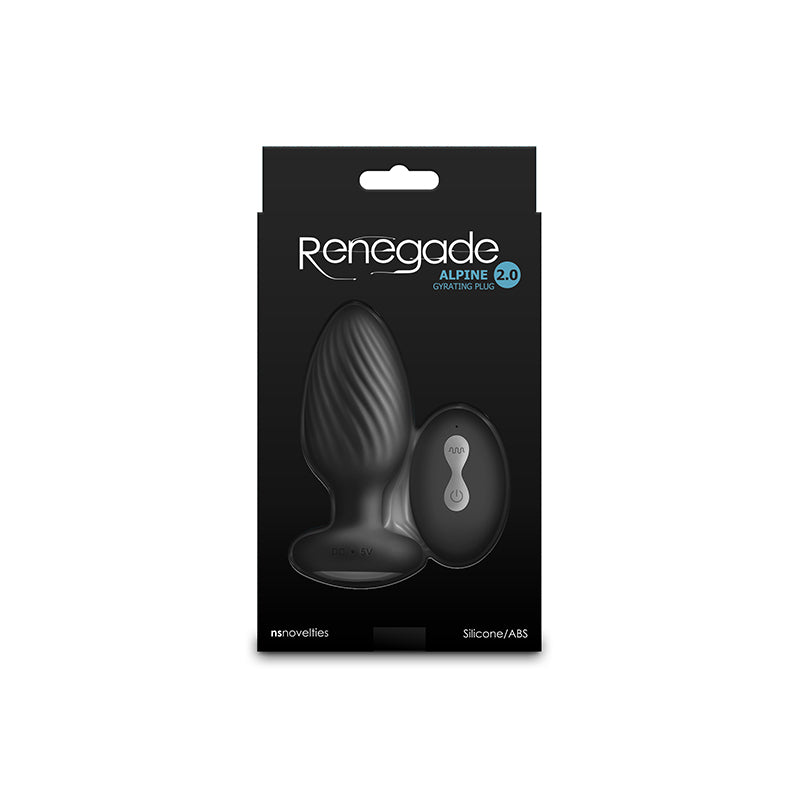 Renegade Alpine 2.0 - Black 10.7 cm USB Rechargeable Gyrating Anal Plug with Remote