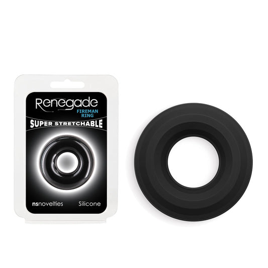 Renegade Fireman Ring - Small - Black - Black Small Cock Ring