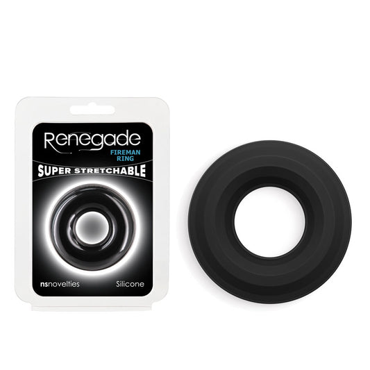 Renegade Fireman Ring - Medium - Black - Black Medium Cock Ring