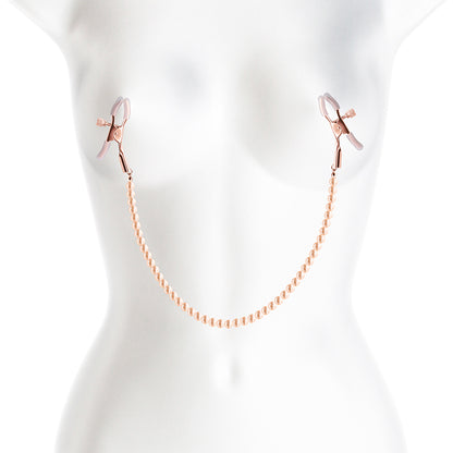 Bound Nipple Clamps - DC1 - Rose Gold - Rose Gold Nipple Clamps with Gold Pearl Chain