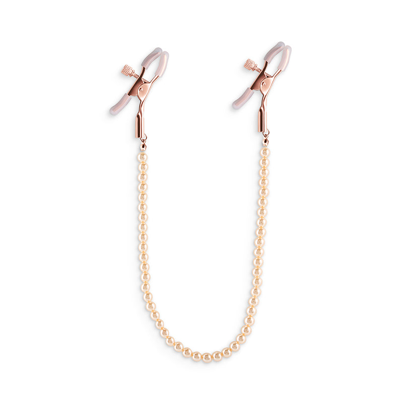 Bound Nipple Clamps - DC1 - Rose Gold - Rose Gold Nipple Clamps with Gold Pearl Chain