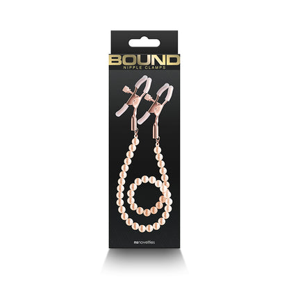 Bound Nipple Clamps - DC1 - Rose Gold - Rose Gold Nipple Clamps with Gold Pearl Chain