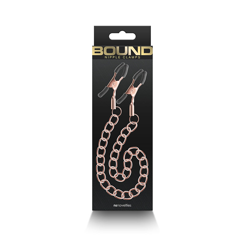 Bound Nipple Clamps - DC2 - Rose Gold - Rose Gold Nipple Clamps with Chain