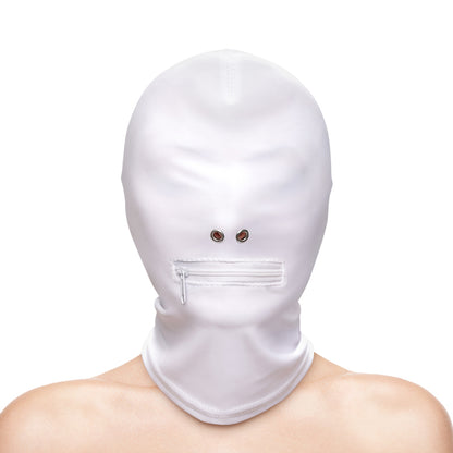 Fetish & Fashion - Zippered Mouth Hood - White - White Hood