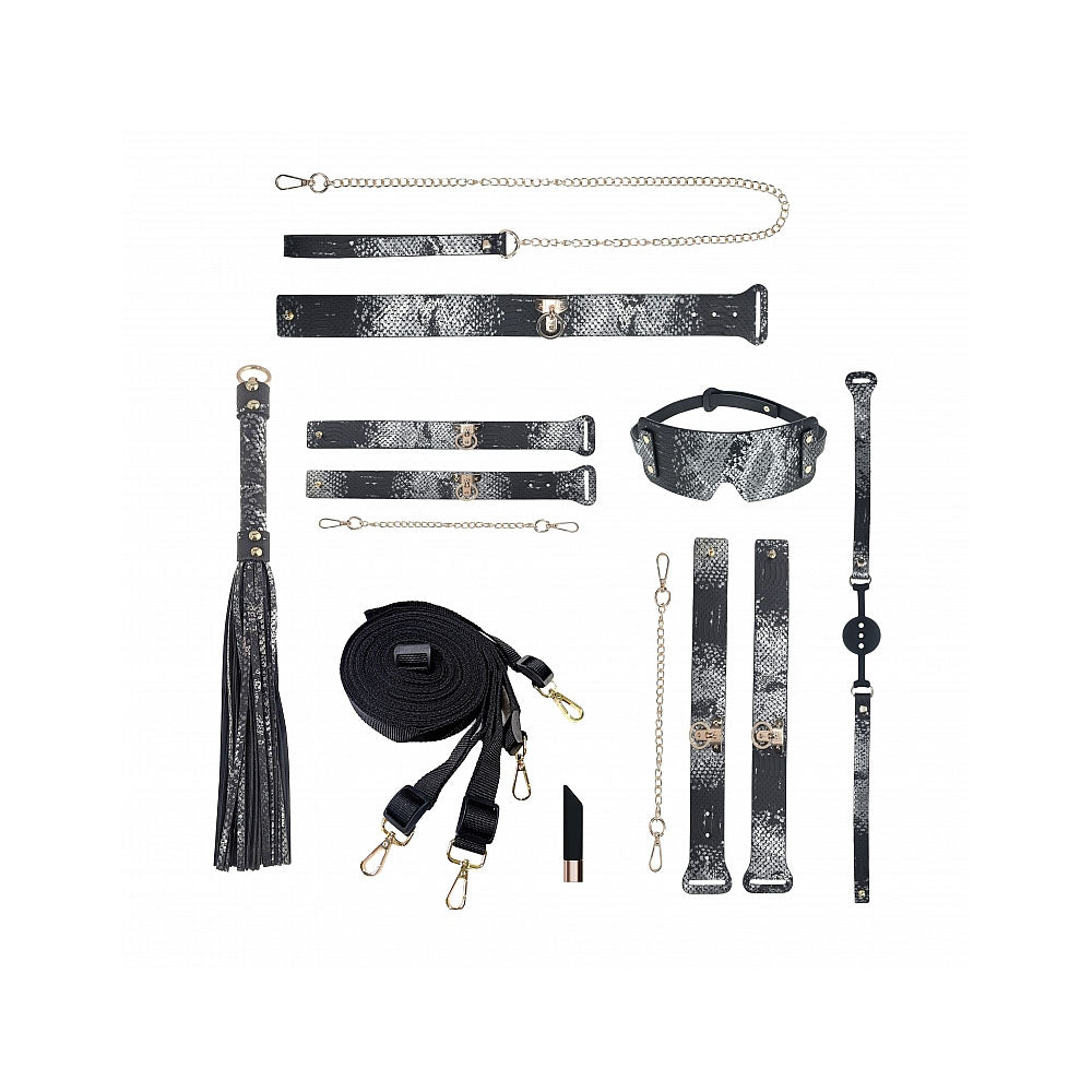 OUCH! Florence Collection - Kit with Bag - Black Bondage Set with Bag - 8 Piece Kit