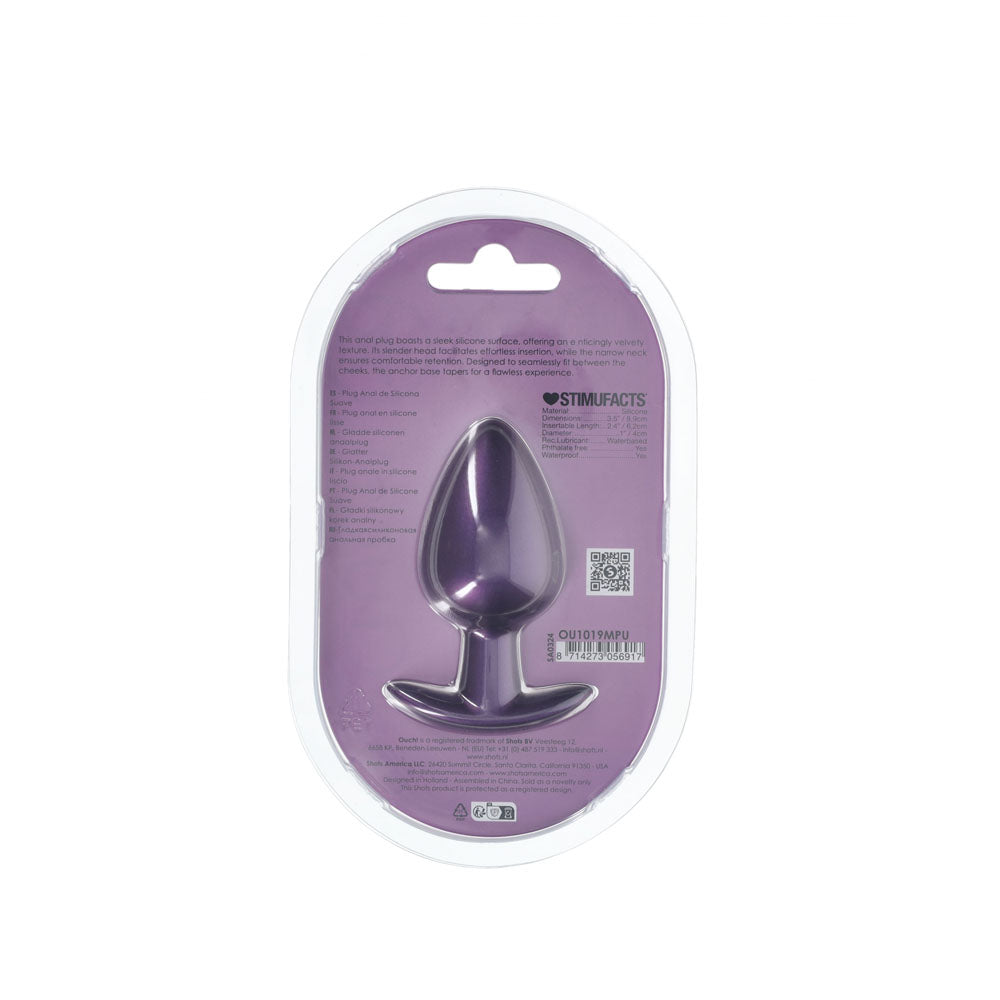 OUCH! Anal Plug - Large - Metallic Purple - Metallic Purple 8.9 cm Large Butt Plug