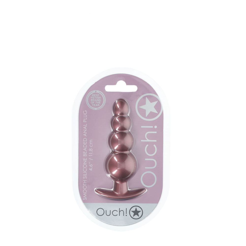 OUCH! Beaded Anal Plug - Rose Gold - Rose Gold 11.7 cm Butt Plug