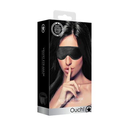 OUCH! Velvet & Velcro Adjustable Eye Mask - Black Restraint