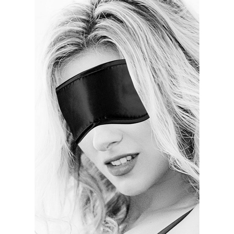 OUCH! Black & White Satin Eye-Mask - Black Eye Restraint