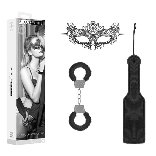 OUCH! Black & White Introductory Bondage Kit #3 - Bondage Kit - 3 Piece Set