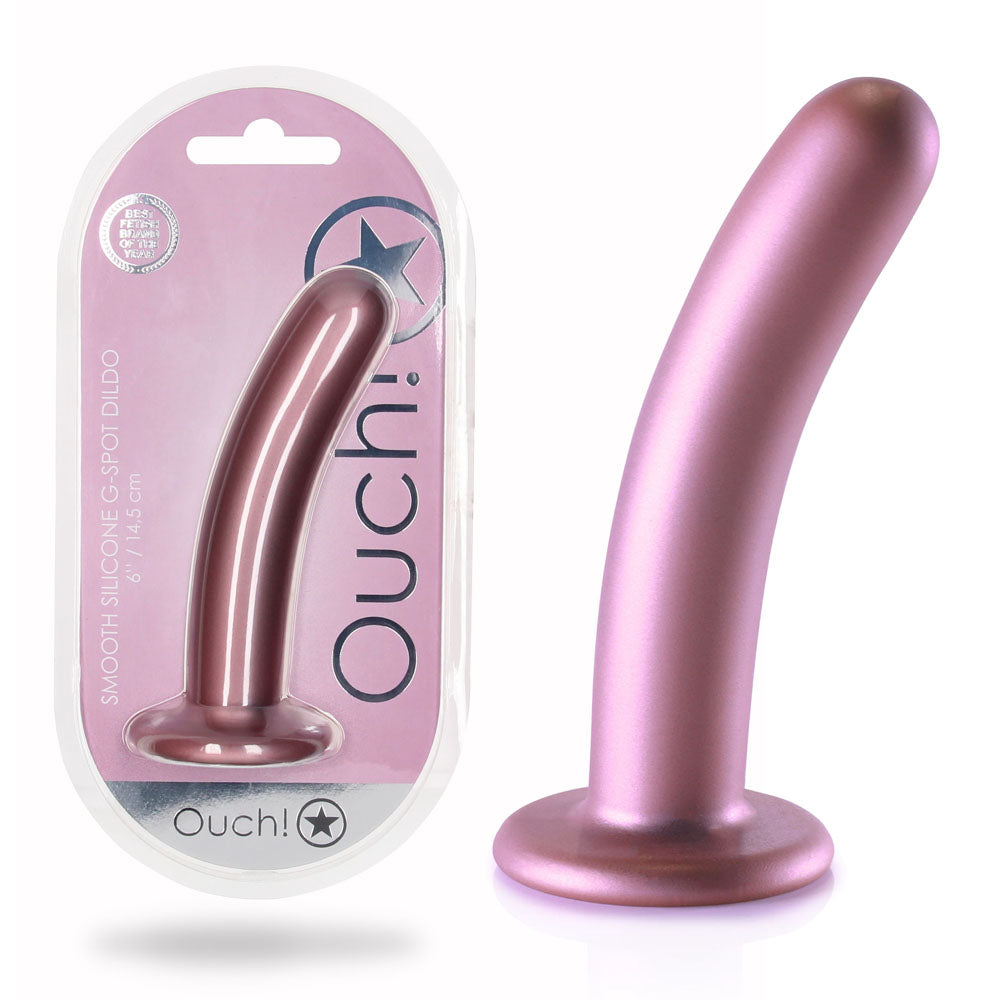 OUCH! Smooth Silicone G-Spot Dildo - 6'' / 14.5 cm - Rose Gold 14.5 cm Dildo