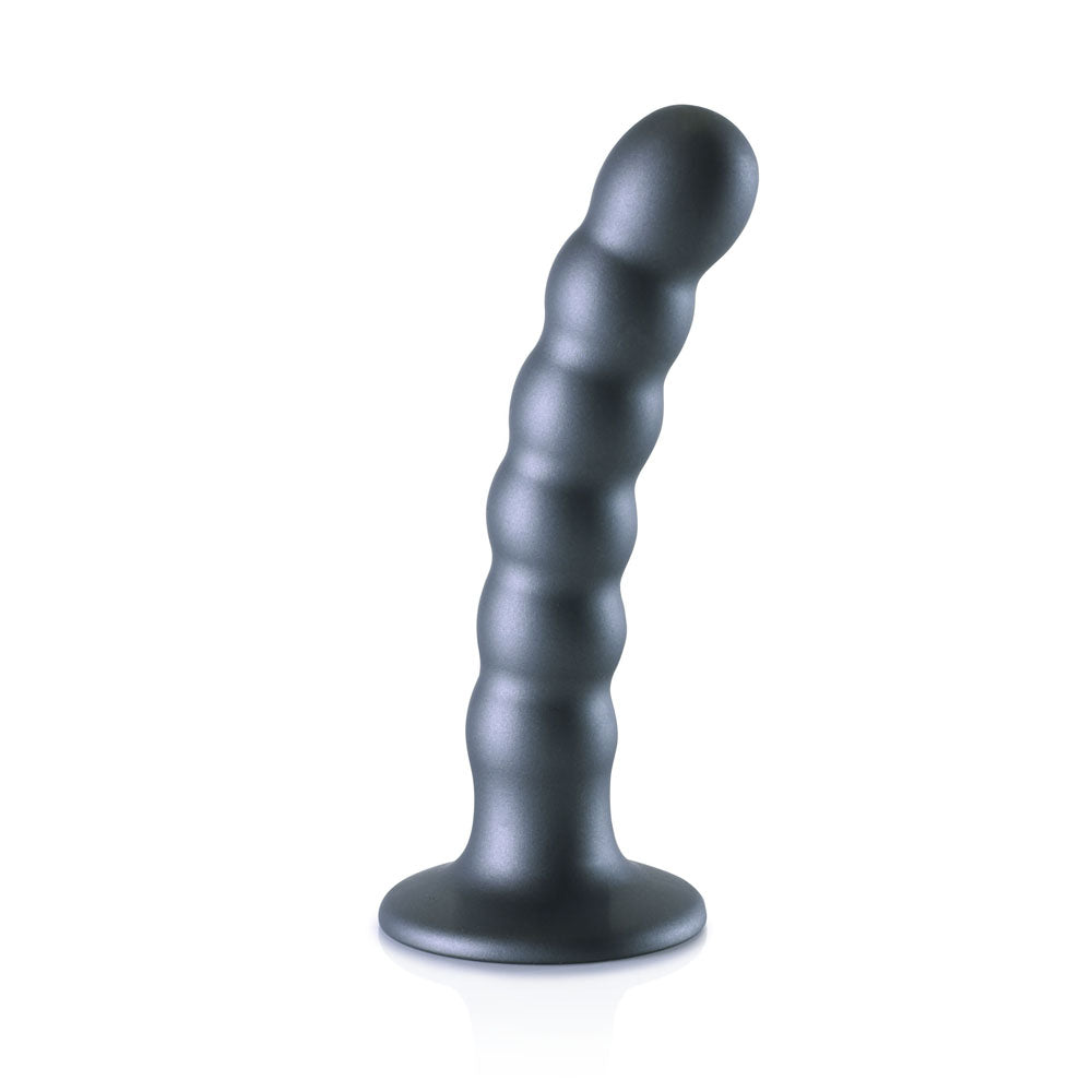 OUCH! Beaded Silicone G-Spot Dildo - 5'' / 13cm - Gunmetal 13 cm Dildo