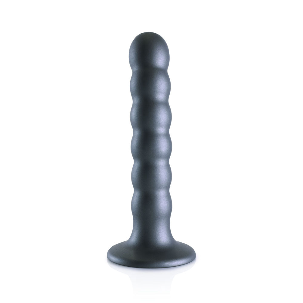 OUCH! Beaded Silicone G-Spot Dildo - 5'' / 13cm - Gunmetal 13 cm Dildo