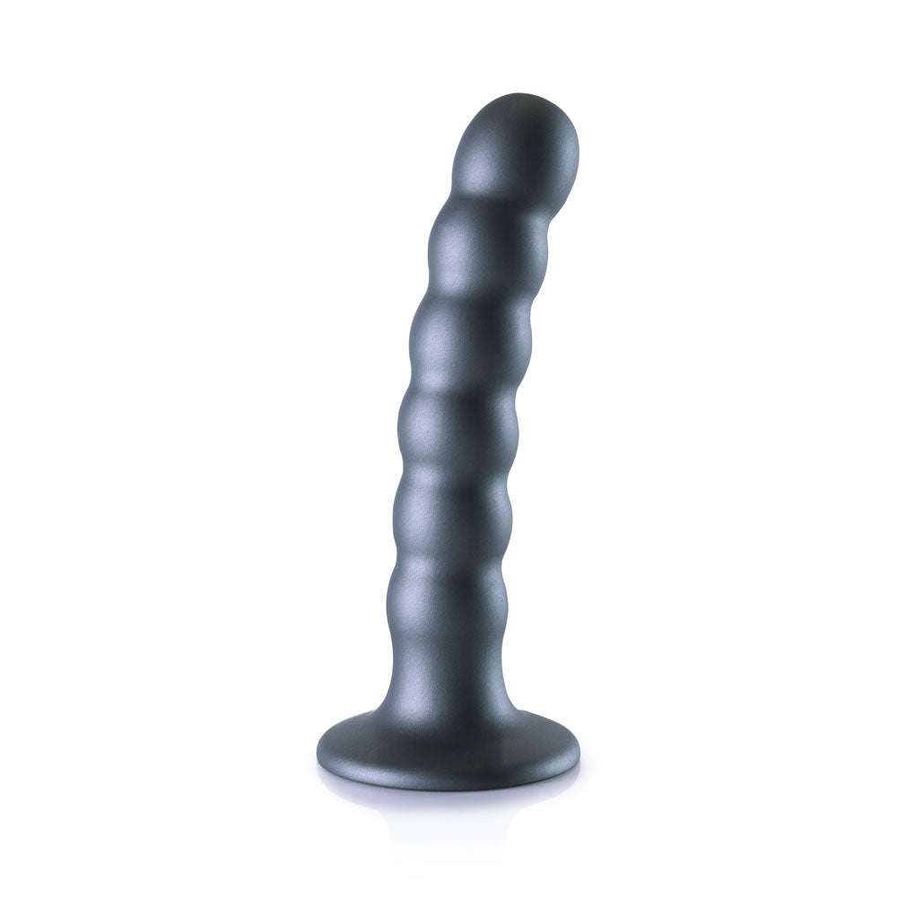 OUCH! Beaded Silicone G-Spot Dildo - 5'' / 13cm - Gunmetal 13 cm Dildo