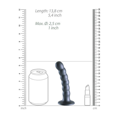 OUCH! Beaded Silicone G-Spot Dildo - 5'' / 13cm - Gunmetal 13 cm Dildo