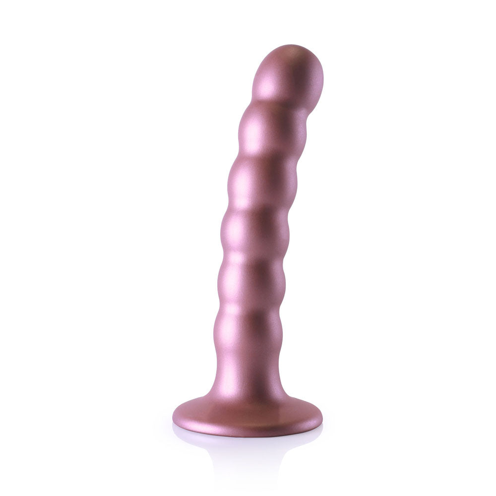 OUCH! Beaded Silicone G-Spot Dildo - 5'' / 13cm - Rose Gold 13 cm Dildo