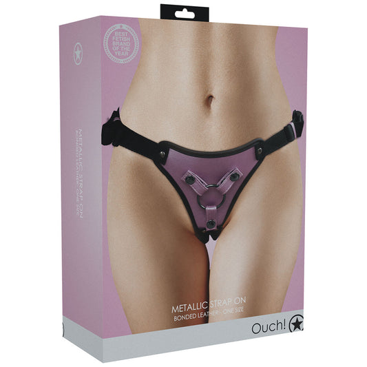 OUCH! Metallic Strap On Harness - Rose - Rose Adjustable Strap-On Harness (No Probe Included)