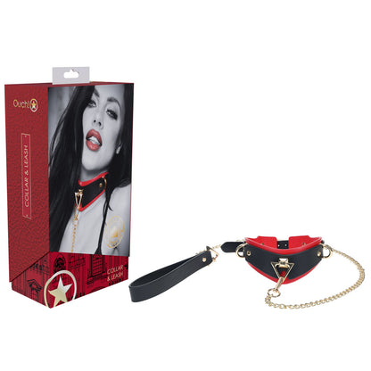 OUCH! Milan Collection - Collar with Leash - Black/Red Restraint