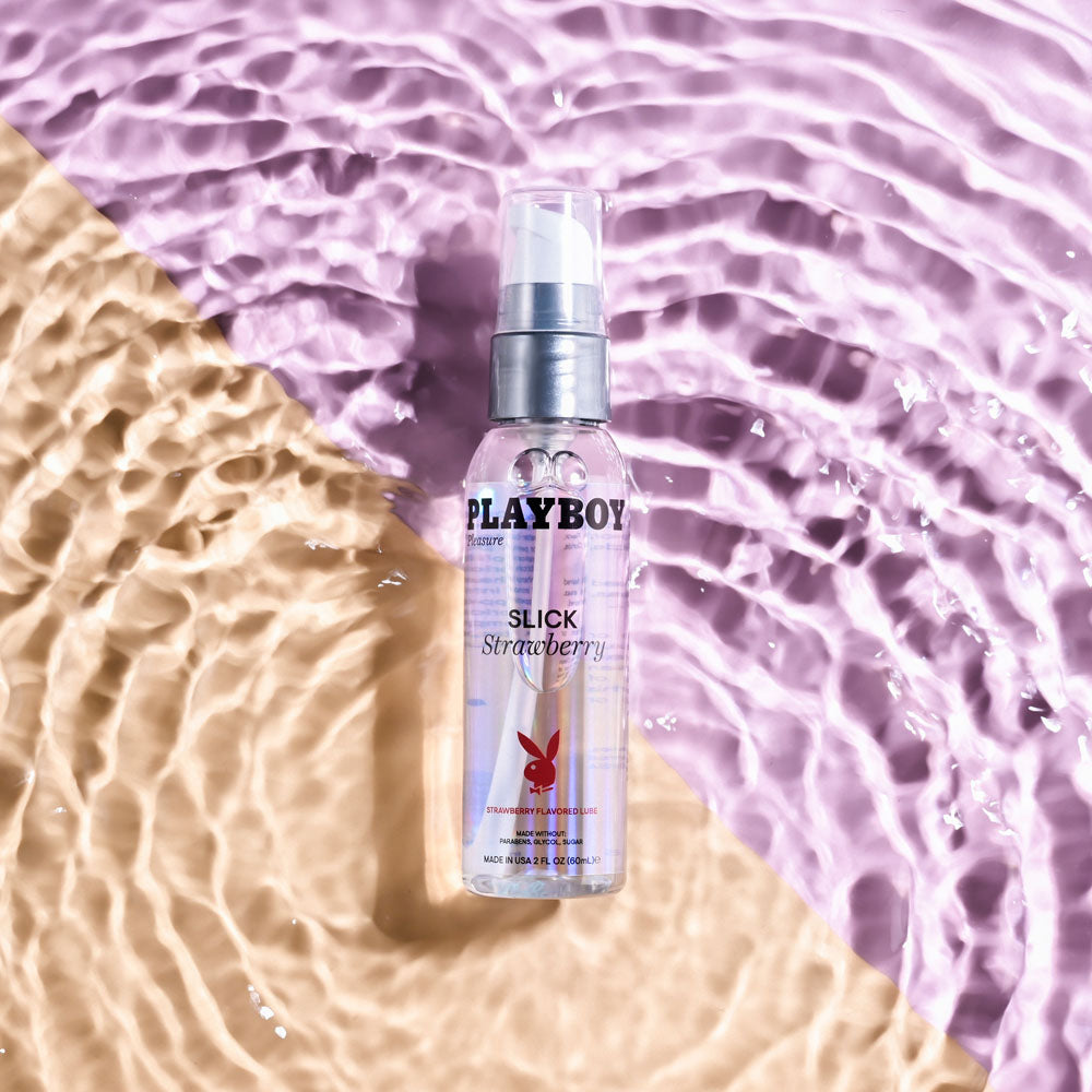 Playboy Pleasure SLICK STRAWBERRY - 60 ml - Strawberry Flavoured Water Based Lubricant - 60 ml Bottle