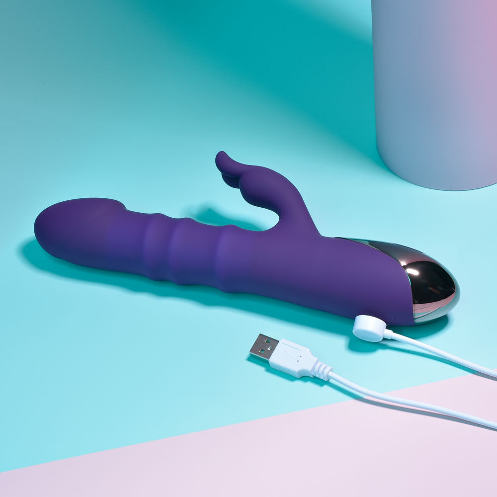 Playboy Pleasure HOP TO IT - Purple 23.5 cm USB Rechargeable Rabbit Vibrator