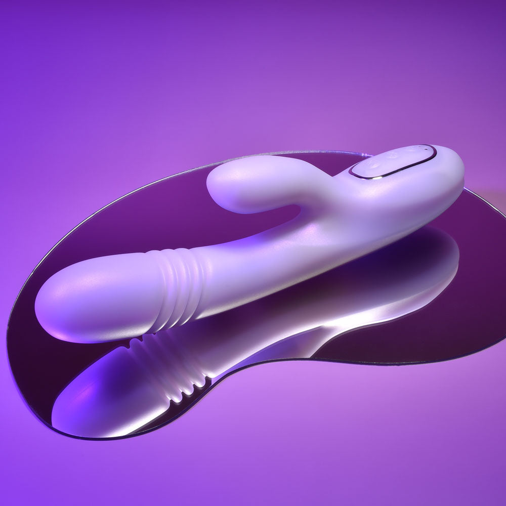 Playboy Pleasure BUMPING BUNNY - Opal 22.9 cm USB Rechargeable Thrusting & Warming Rabbit Vibrator