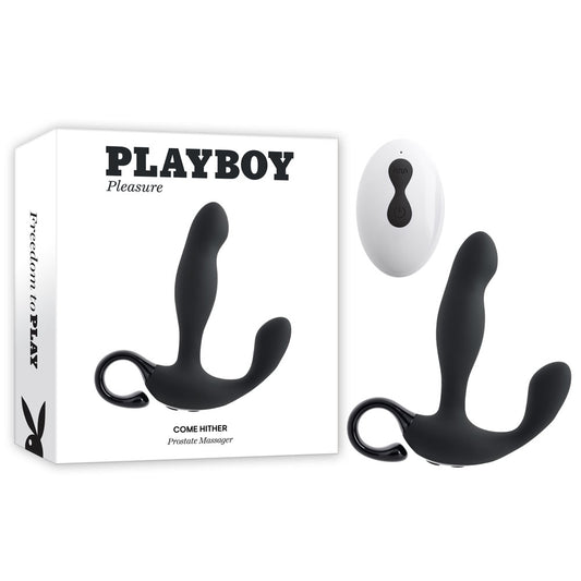 Playboy Pleasure COME HITHER - Black 13.2 cm USB Rechargeable Vibrating Prostate Massager with Wireless Remote Control