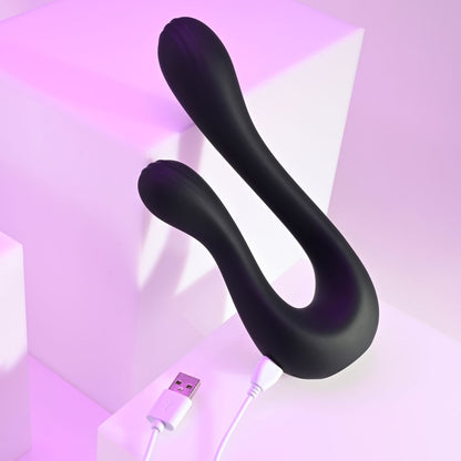 Playboy Pleasure THE SWAN - Black USB Rechargeable Dual Ended Vibrator