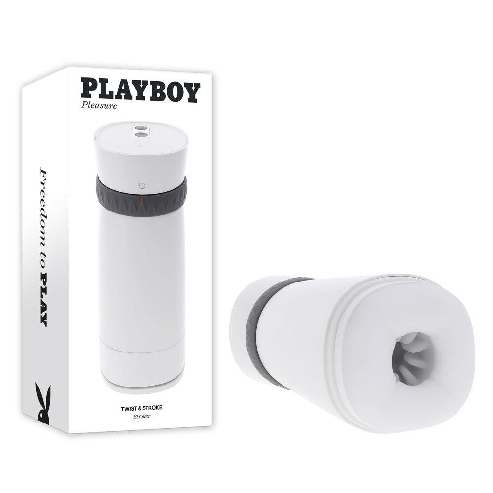 Playboy Pleasure TWIST & STROKE - White USB Rechargeable Heating Stroker with UV Cleaning