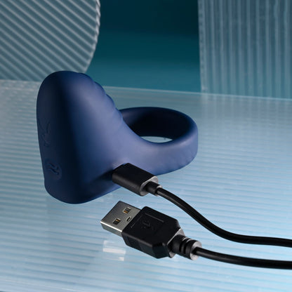 Playboy Pleasure PLEASURE POINT - Blue USB Rechargeable Vibrating Cock Ring