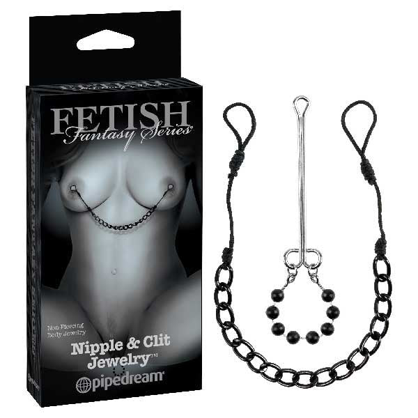 Fetish Fantasy Series Limited Edition Nipple & Clit Jewelry - Black Non-Piercing Body Jewelry - 2 Piece Set