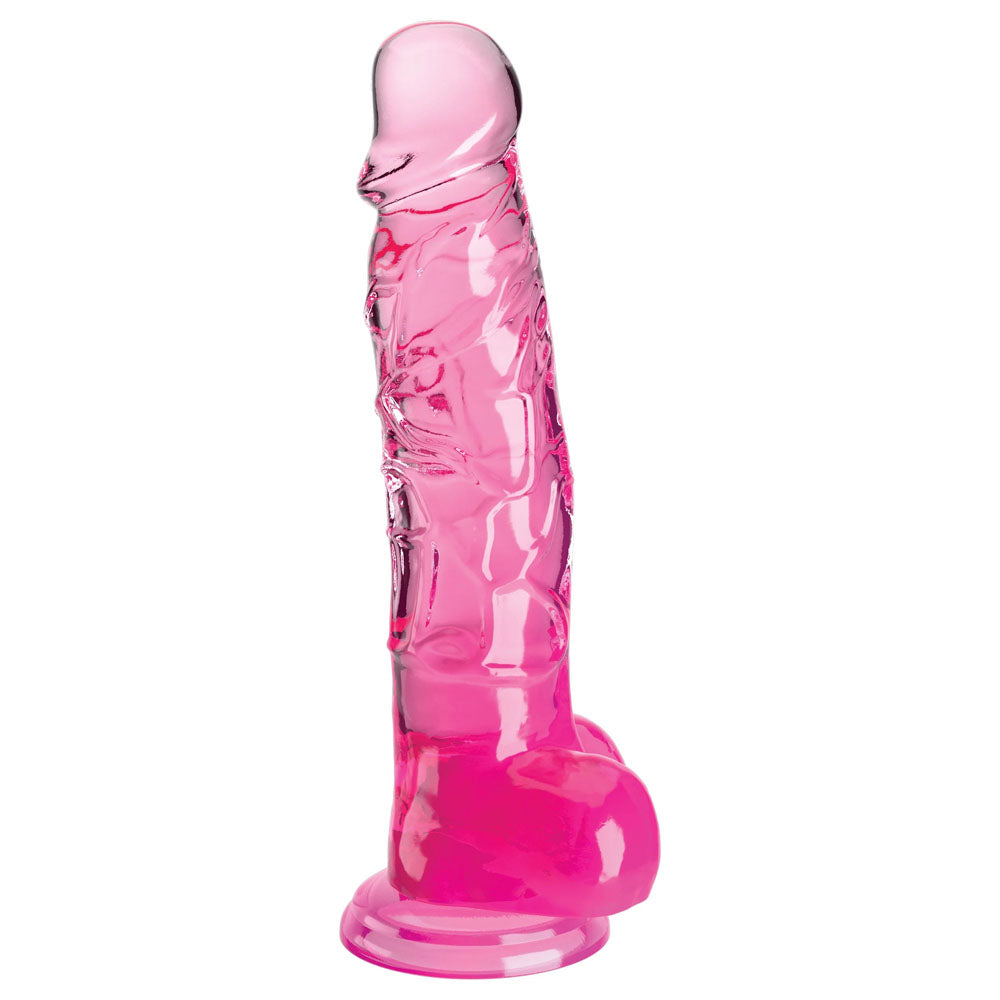 King Cock Clear 8'' Cock with Balls - Pink - Pink 20.3 cm Dong