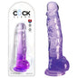 King Cock Clear 8'' Cock with Balls - Purple - Purple 20.3 cm Dong