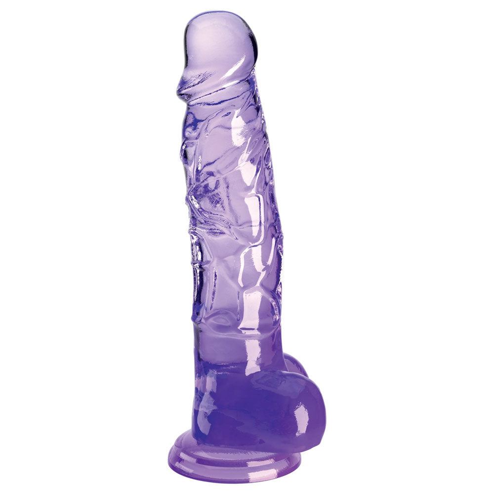 King Cock Clear 8'' Cock with Balls - Purple - Purple 20.3 cm Dong