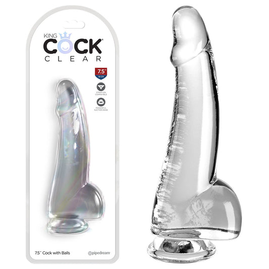 King Cock Clear 7.5'' Cock with Balls - Clear 19 cm Dong