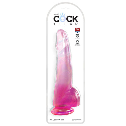 King Cock Clear 10'' Cock with Balls - Pink - Pink 25 cm Dong