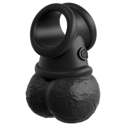 King Cock Elite The Crown Jewels Vibrating Silicone Balls - Black USB Rechargeable Vibrating Cock Ring