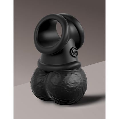 King Cock Elite The Crown Jewels Vibrating Silicone Balls - Black USB Rechargeable Vibrating Cock Ring