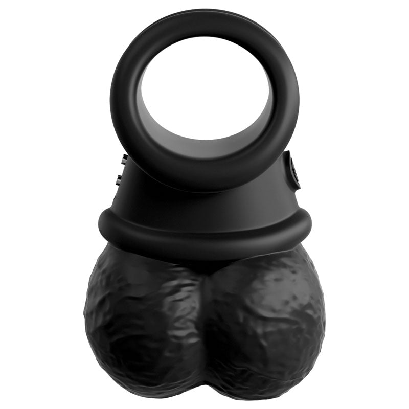 King Cock Elite The Crown Jewels Vibrating Silicone Balls - Black USB Rechargeable Vibrating Cock Ring