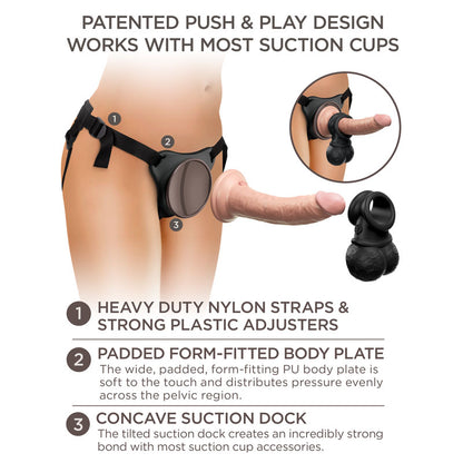 King Cock Elite Ultimate Vibrating Silicone Body Dock Kit - Body Dock Strap-On Harness with 17.8 cm Vibrating Dong & Vibrating Balls