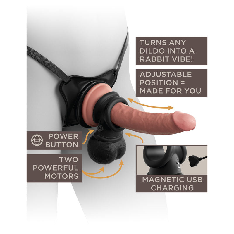 King Cock Elite Ultimate Vibrating Silicone Body Dock Kit - Body Dock Strap-On Harness with 17.8 cm Vibrating Dong & Vibrating Balls