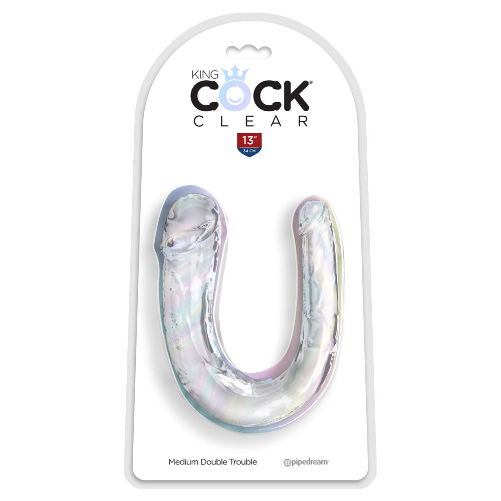 King Cock Clear Medium Double Trouble - Clear Medium Double Penetration Dong