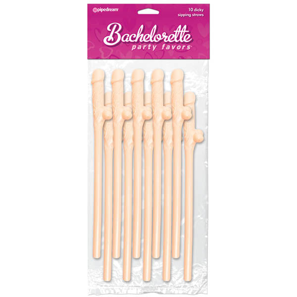 Bachelorette Party Favors - Dicky Sipping Straws - Flesh Straws - Set of 10