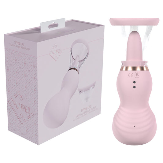 PUMPED Sensual Auto Vulva & Brest Pump - Pink - Pink USB Rechargeable Ladies Pump