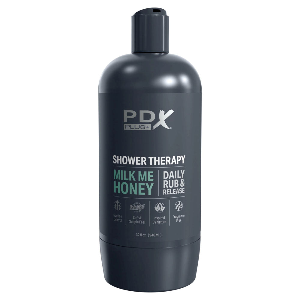 PDX Plus Shower Therapy - Milk Me Honey - Flesh - Flesh Discreet Vagina Stroker with Suction Base