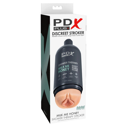 PDX Plus Shower Therapy - Milk Me Honey - Flesh - Flesh Discreet Vagina Stroker with Suction Base