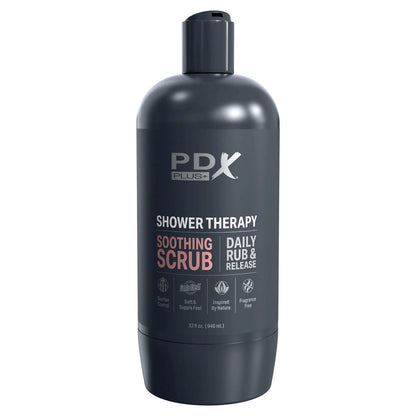 PDX Plus Shower Therapy - Soothing Scrub - Tan - Tan Discreet Vagina Stroker with Suction Base