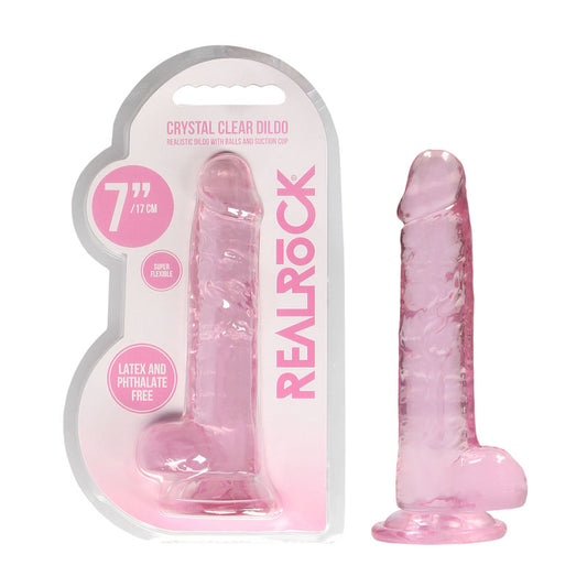 REALROCK 7'' Realistic Dildo With Balls - Pink 17.8 cm Dong